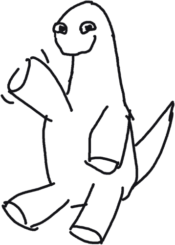 Orpheus, the Hack Club dinosaur, waving